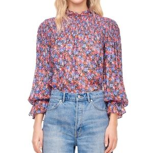 Rebecca taylor fleur print smocked top
